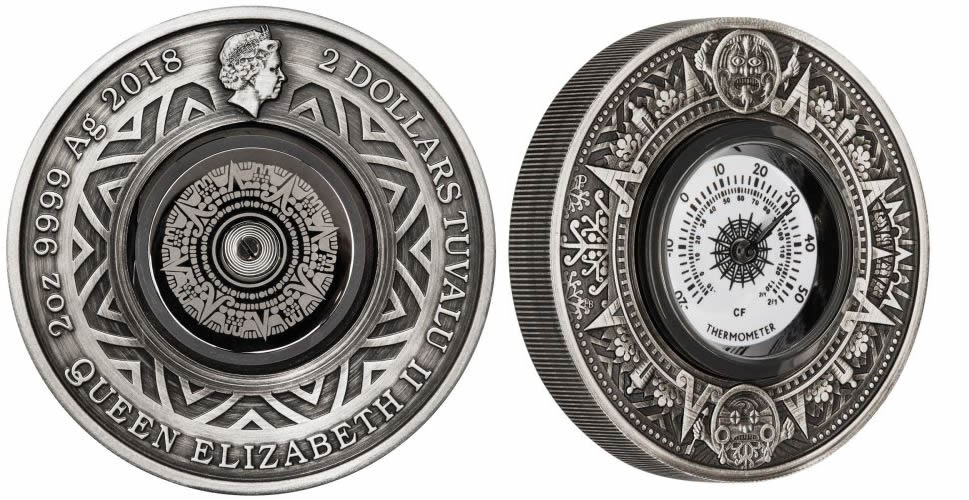 Perth-Mint-New-Release:-Thermometer-2018-2oz-Silver-Antiqued-Coin